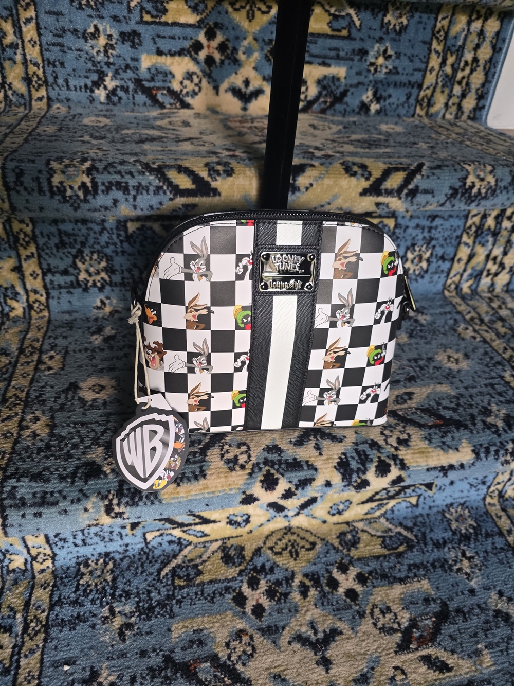 Warner Bros. Looney Tunes Checkerboard Crossbody - Black, White & Green Accents